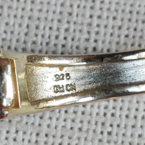 🌈 Vintage 90s Vermeil Sterling Rainbow Gemstone Hoop Earrings - Picture 5 of 8